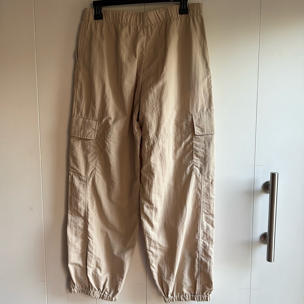 Zara Beige Cargo Parachute Pants with Drawstring Waist Sz M - Picture 2 of 12